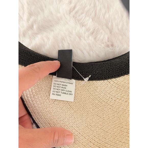 Renato Balestra Embellished Pearl Beaded Sun Visor‎ Hat Natural Straw - Picture 4 of 6